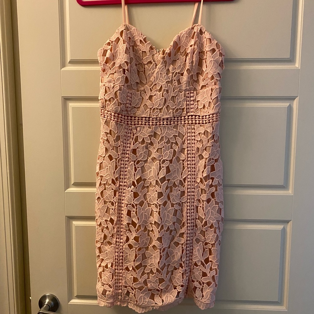 Lulu's Pink Lace Cocktail Dress